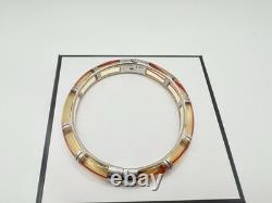 Bracelet à cliquet en argent sterling jaune rouge VTG String Of Fate signé 925 Read