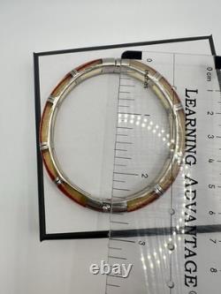 Bracelet à cliquet en argent sterling jaune rouge VTG String Of Fate signé 925 Read