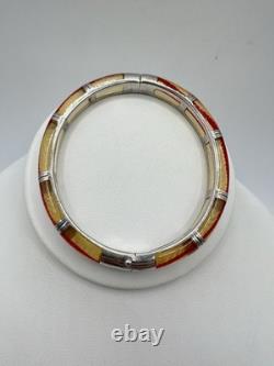 Bracelet à cliquet en argent sterling jaune rouge VTG String Of Fate signé 925 Read