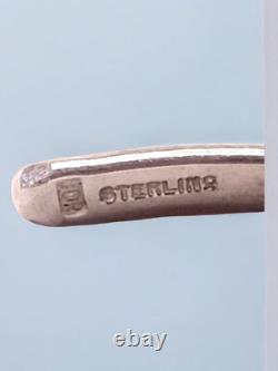 Bracelet à manche en argent sterling 925 avec accent en améthyste vintage signé JOR