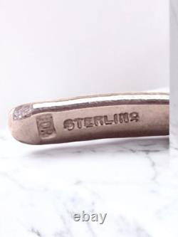 Bracelet à manche en argent sterling 925 avec accent en améthyste vintage signé JOR