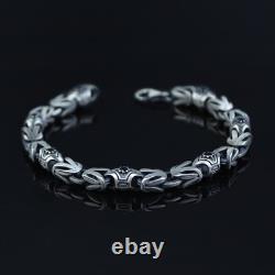 Bracelet byzantin en argent sterling 925, bracelet en chaîne roi en onyx de 10MM