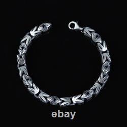 Bracelet byzantin en argent sterling 925, bracelet en chaîne roi en onyx de 10MM