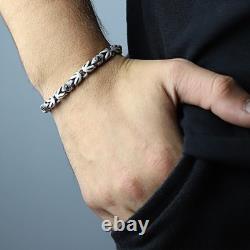 Bracelet byzantin en argent sterling 925, bracelet en chaîne roi en onyx de 10MM