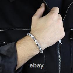 Bracelet byzantin en argent sterling 925, bracelet en chaîne roi en onyx de 10MM