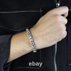 Bracelet byzantin en argent sterling 925, bracelet en chaîne roi en onyx de 10MM Bracelet byzantin en argent sterling 925, bracelet en chaîne roi en onyx de 10MM