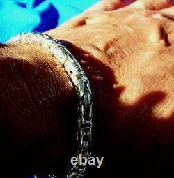 Bracelet byzantin en argent sterling 925 tressé vintage chaîne cadeau
