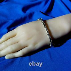 Bracelet byzantin en argent sterling 925 tressé vintage chaîne cadeau