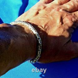 Bracelet byzantin en argent sterling 925 tressé vintage chaîne cadeau