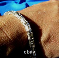 Bracelet byzantin en argent sterling 925 tressé vintage chaîne cadeau