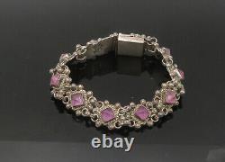 Bracelet de chaîne avec détail torsadé en améthyste vintage en argent MEXICO 925 BT8806