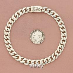 Bracelet de chaîne cubaine pour homme en argent sterling 950 vintage de 8 mm - Taille 8,5 pouces