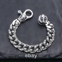 Bracelet de chaîne cubaine vintage en argent massif 925 pour hommes de 13 mm de large