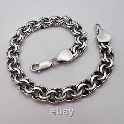 Bracelet de chaîne en argent sterling 925 vintage pour hommes et femmes marqué 20,4 grammes cadeau