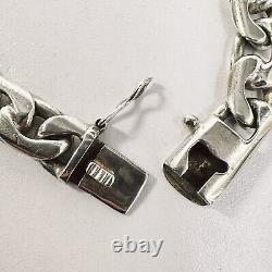 Bracelet de chaîne gourmette en argent sterling épais vintage pour hommes bijoux 925 23cm 50g T4
