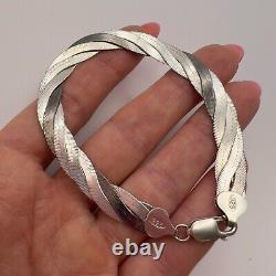 Bracelet de chaîne pour hommes et femmes en argent sterling vintage 925 marqué Italie 12 gr