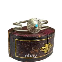 Bracelet de manchette en argent sterling turquoise Navajo vintage antique de 11,7 g