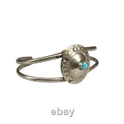 Bracelet de manchette en argent sterling turquoise Navajo vintage antique de 11,7 g