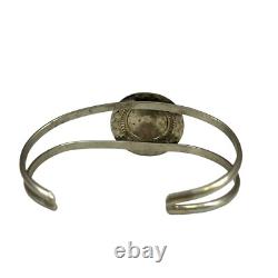 Bracelet de manchette en argent sterling turquoise Navajo vintage antique de 11,7 g