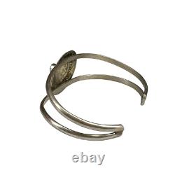 Bracelet de manchette en argent sterling turquoise Navajo vintage antique de 11,7 g