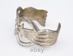 Bracelet de poignet Navajo en argent sterling Naja Tufa Cast 6.25 ITC Vintage BS3065