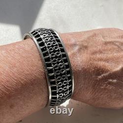 Bracelet de poignet en argent sterling Ankh vintage de style égyptien revival 7,5