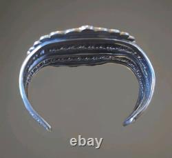 Bracelet de poignet en argent sterling vintage en bois pétrifié agatisé amérindien