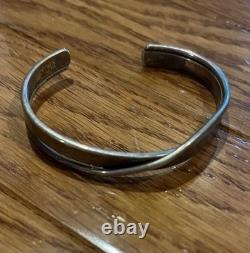 Bracelet de poignet en croix en argent sterling vintage amérindien avec gaspéite