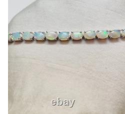 Bracelet de tennis en argent sterling 925 avec des opales de feu éthiopiennes en forme ovale, bijoux en pierres précieuses