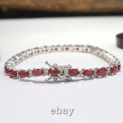 Bracelet de tennis en argent sterling 925 avec rubis rouge naturel pour femmes cadeaux 7 pouces