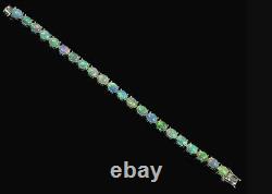 Bracelet de tennis en argent sterling 925 véritable avec opale ovale éthiopienne authentique, bijou en pierre précieuse