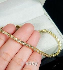 Bracelet de tennis en diamant pour dames en or jaune 14 carats et 8 carats, style vintage, 7,5 pouces