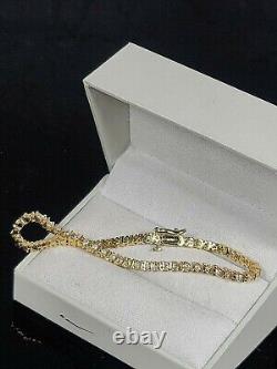 Bracelet de tennis en diamant pour dames en or jaune 14 carats et 8 carats, style vintage, 7,5 pouces