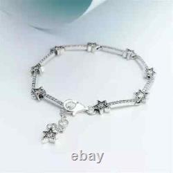 Bracelet de tennis pour femmes en argent sterling 925 avec diamant simulé de 4 carats et étoile de David