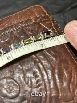 Bracelet de tennis vintage en argent sterling 925 avec topazes ovales de couleur arc-en-ciel