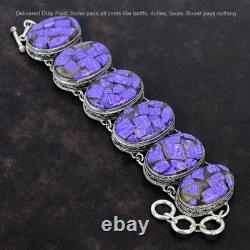 Bracelet en Charoïte en Cuivre avec Chaîne Ajustable en Argent Sterling 925 Bracelet Vintage