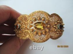 Bracelet en argent doré antique victorien avec citrine