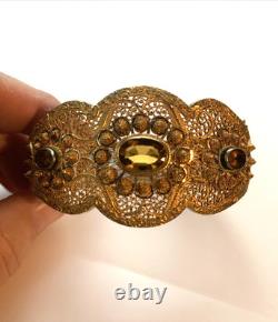 Bracelet en argent doré antique victorien avec citrine