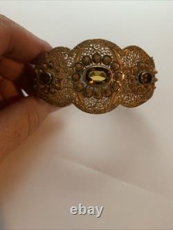 Bracelet en argent doré antique victorien avec citrine