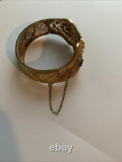 Bracelet en argent doré antique victorien avec citrine