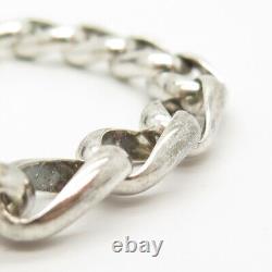 Bracelet en argent sterling 925 Vintage du Mexique avec chaîne câble 7 1/4