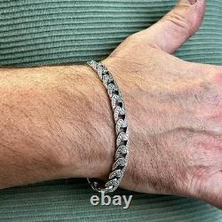 Bracelet en argent sterling 925 solide, chaîne curb lourde pour hommes