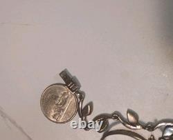 Bracelet en argent sterling 925 turquoise avec feuille belle vintage amérindien