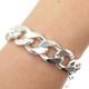 Bracelet En Argent Sterling 925 Vintage Italie, Lourd Maillon En Curb De 62,5 G, 8,75 Pouces