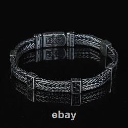 Bracelet en argent sterling Foxtail carré 10MM, bracelet pour homme fait à la main