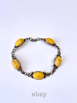 Bracelet en argent sterling ambre jaune vintage Butterscotch