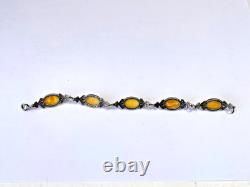 Bracelet en argent sterling ambre jaune vintage Butterscotch
