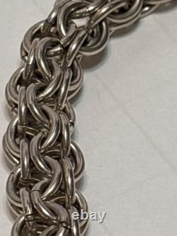 Bracelet en argent sterling lourd 81/2 maillons avec gemme millefiori sur le fermoir marqué