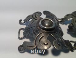 Bracelet en argent sterling mexicain antique vintage en maillons / panneaux TRÈS BEAU