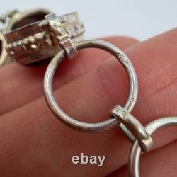 Bracelet en argent sterling vintage 925 avec pierre rouge - Bijoux pour femmes - Marqué